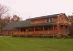 Hoyt, Kansas (KS) Bed & Breakfast: A beautiful new log structure with five bedrooms, all with private baths, four with private balconies, and one is a private suite. Use of hot tub, walking trails, evening snack and full breakfast is included with cost of room.
