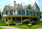 Rockland, Maine Bed and Breakfast: This beautiful turreted Victorian mansion, encircled by a wraparound porch, is tucked away on a quiet street in the historic district.  Just steps away, one can find European-style shopping, fine dining, and the Farnsworth Museum.