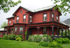 Lake City, Minnesota (MN) Bed & Breakfast: The Red Gables Inn Bed and Breakfast invites guests to experience the atmosphere of a romantic bygone era within the comforts of today. Bedrooms have private baths with showers or showers over clawfooted soaking tubs. Ceiling fans bring cool lake breezes, and air conditioning is available for warmer evenings. Enjoy twilight wine and hors D'Oeuvres on the porch prior to dinner and awaken to a bountiful breakfast buffet prepared with special Inn recipes. Enjoy playing the piano, board games or just reading in the parlor.